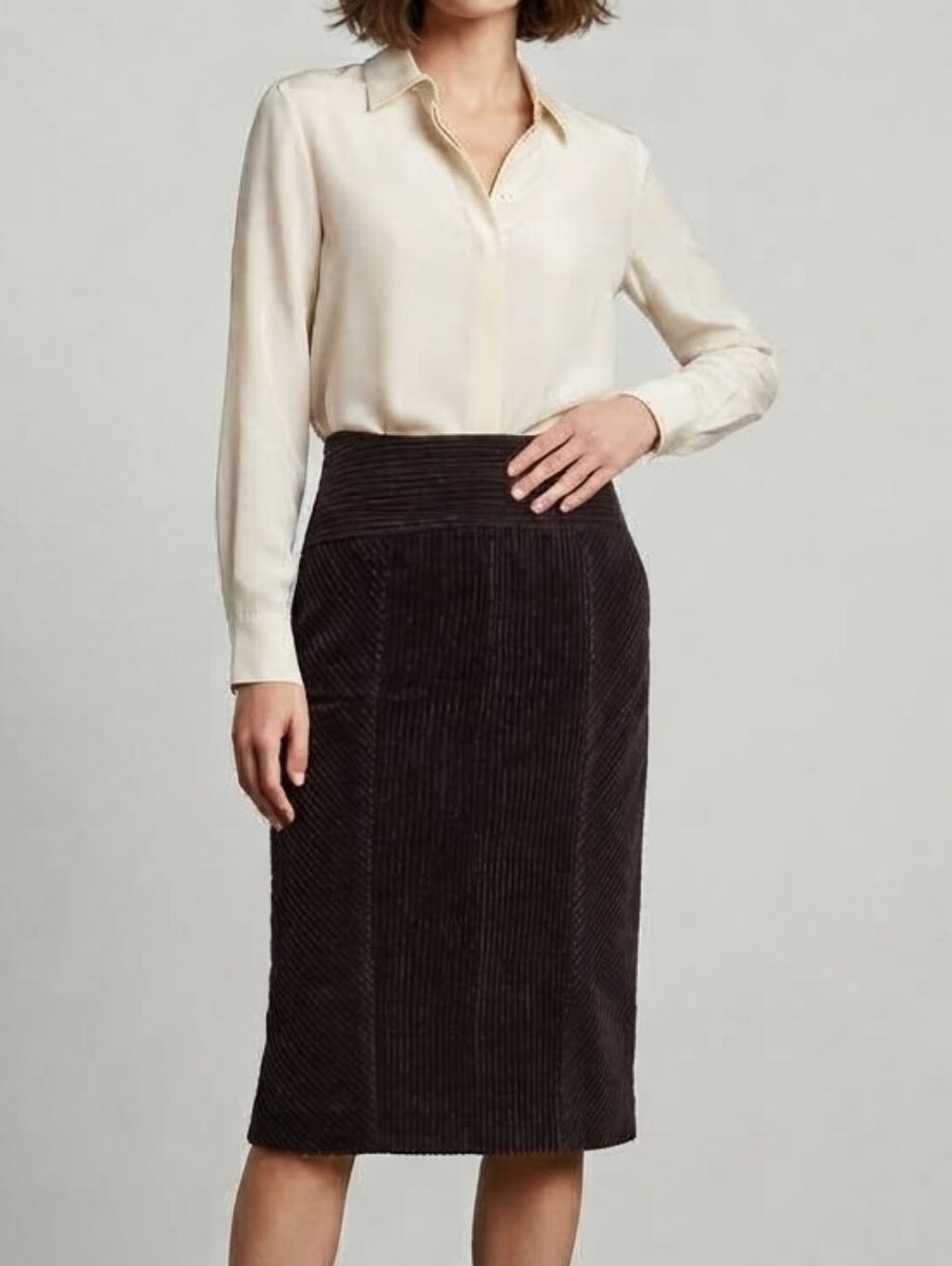 VTG Corduroy Skirt Brown 💯% Cotton Preppy Corporate Professional Academia Sz 10